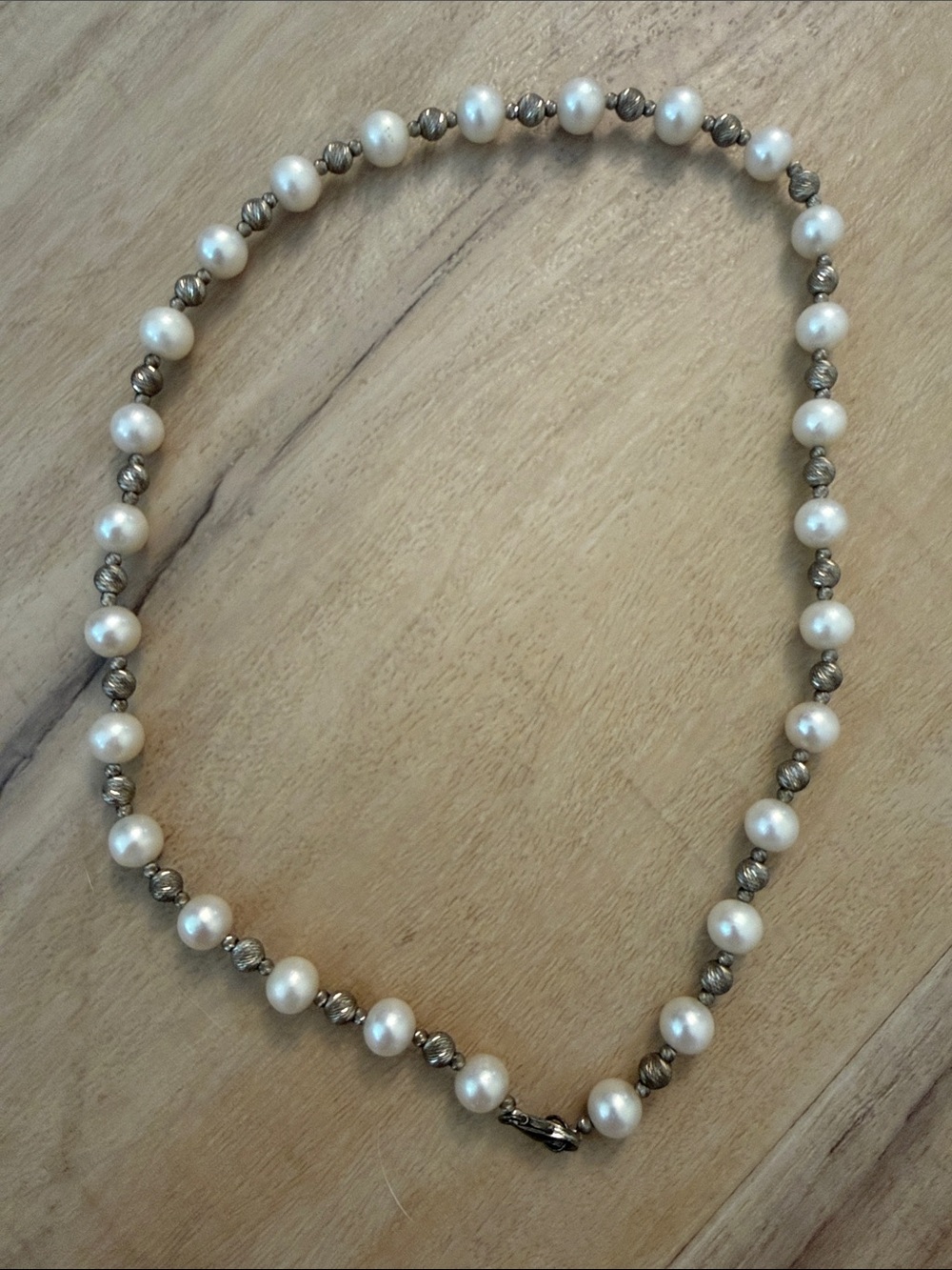 Pearl and Silver-Tone Bead Necklace - White